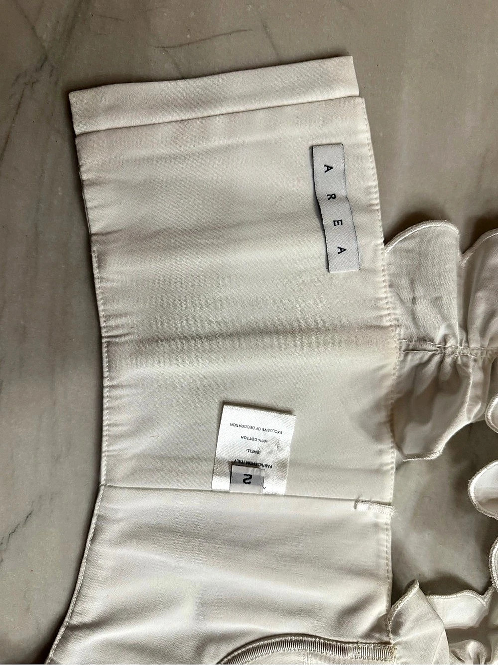 AREA Rhinestone Ruffle Crop Top in White - Picture 6 of 6